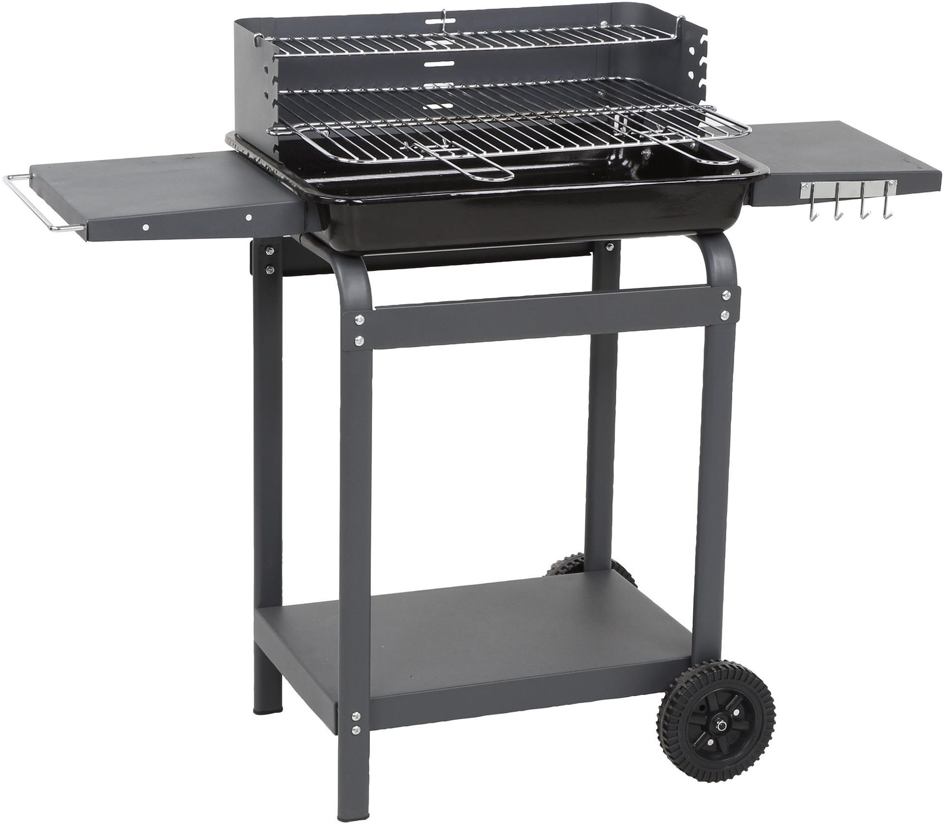 NEW Tesco Rectuangular Charcoal Barbecue Trolley BBQ with 2 Side
